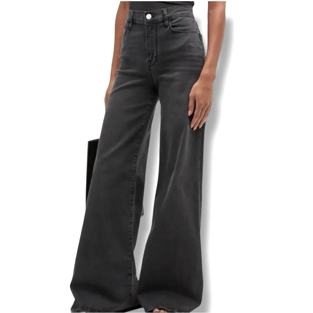 Frame Denim Women's Black Wide-Leg Jeans
